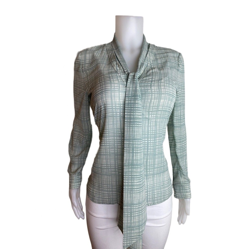 F. Tory Burch Top Size 4 Multicolor Blouse Long Sleeve V Neck NWT $398